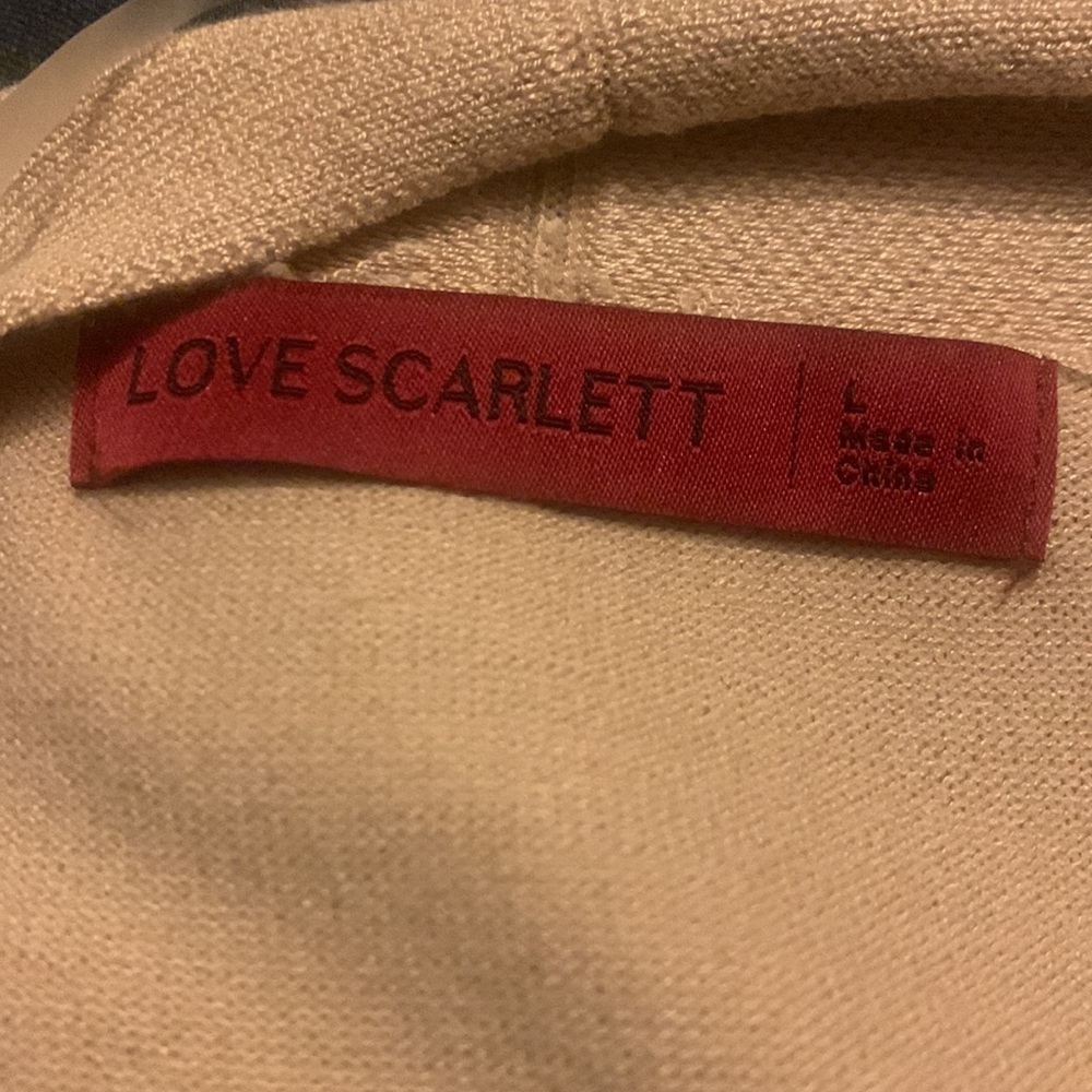 LOVE SCARLETT Women’s Sz Large Beige Open Front Sweater - Picture 7 of 9
